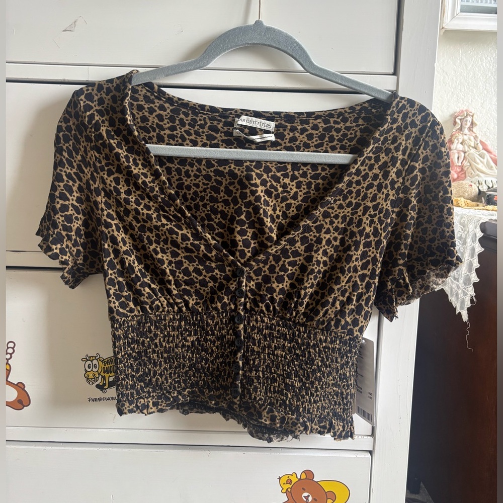 Leopard Print Smocked Top